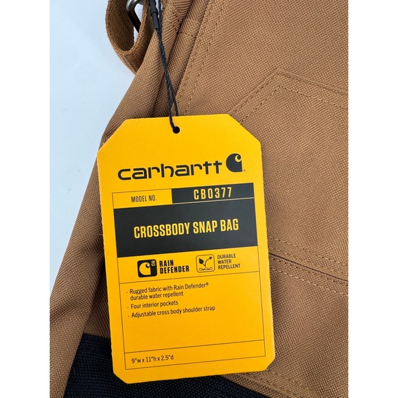 New Carhartt Crossbody Snap Bag Mens OS Brown Black Rain Defender Utility Bag - Picture 2 of 9
